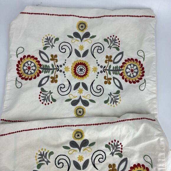 IKEA Akerkulla Lot of 2 Pillow Covers 20x24" Embroidered Floral Scandi Button - Picture 3 of 10